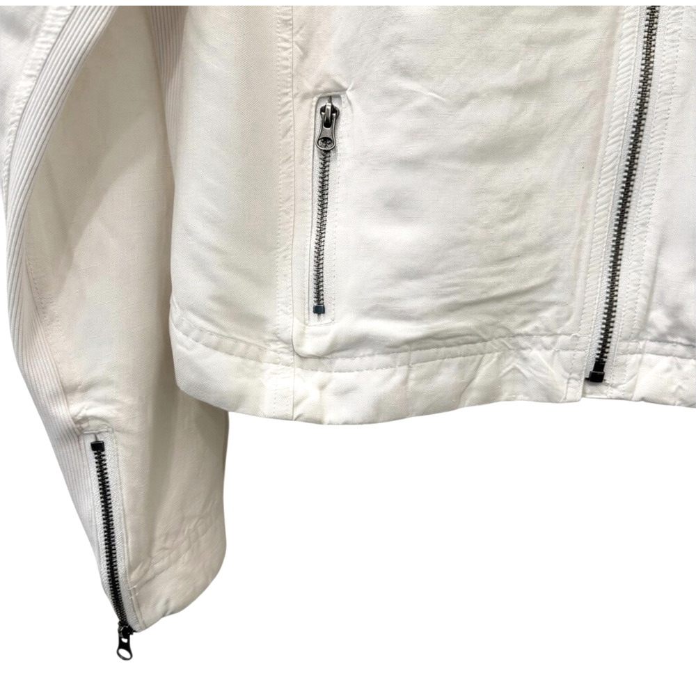 Lane Bryant Linen Moto Jacket Womens 14 White Biker Full Zip Pockets Short - Picture 4 of 10